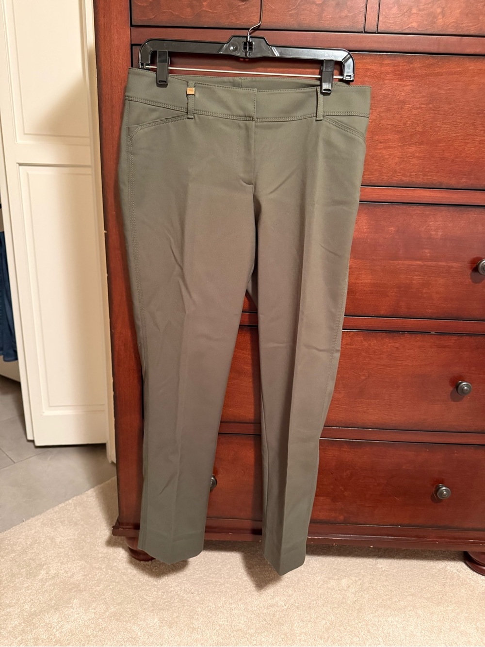 White House Black Market Olive Stretch Slim Pants